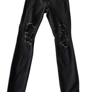 Hollister Women’s 7L (28x30) Jeans Black Distressed Super Skinny High Rise Punk